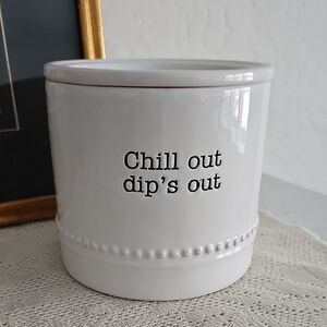 Mud Pie White Ceramic Dip Container